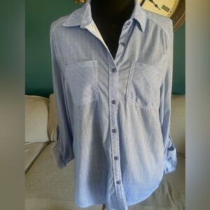 Passport Casual Blue and White Striped Shirt